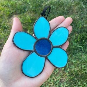 Blue stained glass flower